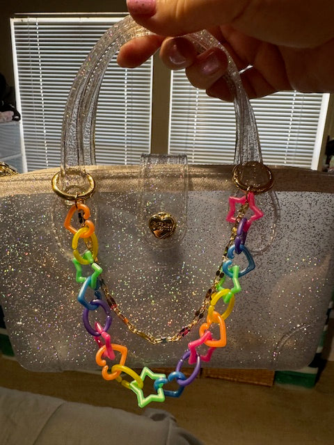 Rainbow Bag Chain w/Gold Chain