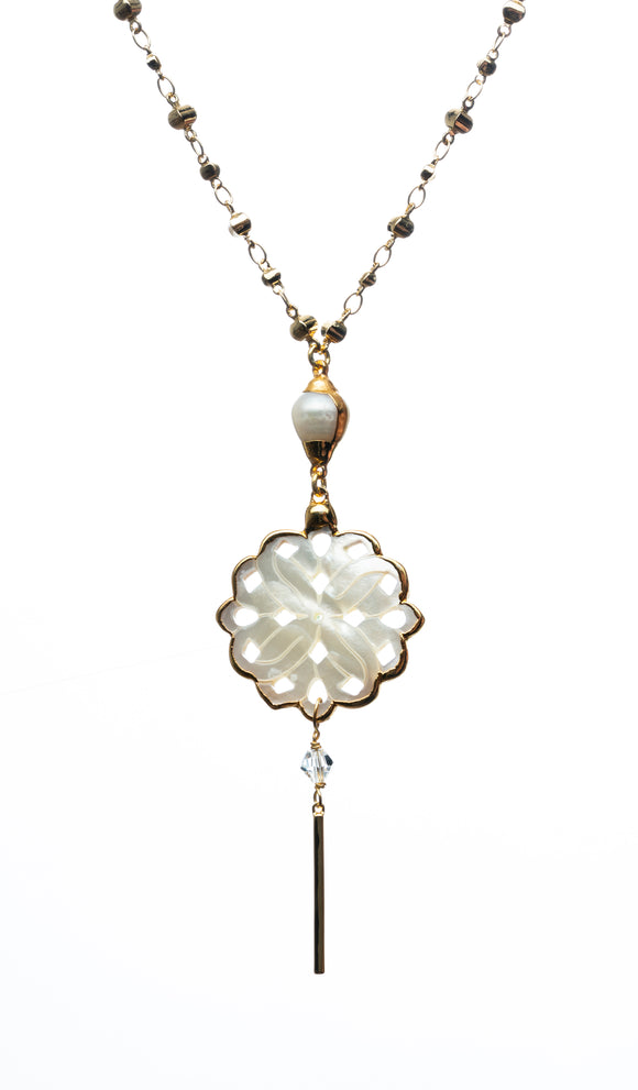 Venus Mother of Pearl Mandala Necklace