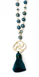 Eileen Dark Teal Tassel Necklace