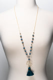 Eileen Dark Teal Tassel Necklace