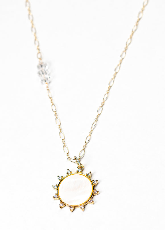 Antonia Mother of Pearl Sun Pendant Necklace