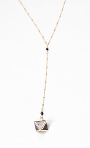 Melissa Amethyst Pyramid Pendant Lariat Necklace