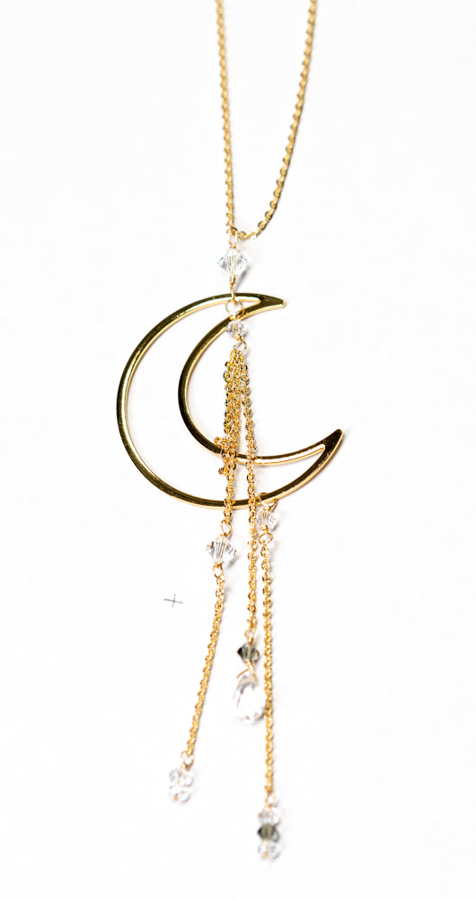 Olivia Crescent Moon Drop Necklace